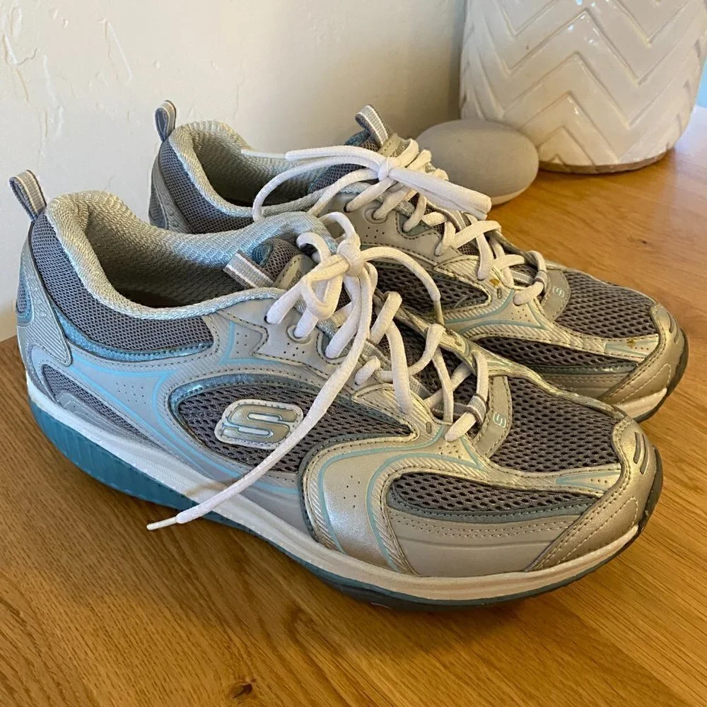 Sketchers Shape-Ups Y2K Blue/Silver Size 10